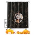 thumbnail image 1 of Fall Shower Curtain Flower Pumpkin Bathroom Curtains with Hooks, Waterproof Fabric Floral Leaf Black Thanksgiving Bath Shower Curtains Set for Bathroom Bathtubs Decor 72x84 Inch, 1 of 7
