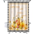 thumbnail image 1 of Fall Shower Curtain Harvest Fruits Shower Curtains for Bathroom Pumpkin Fallen Leaves Black Plaid Bath Curtains Sets for Autumn Thanksgiving Seasonal Bathroom Decor Fabric Waterproof 72 x 72 in, 1 of 6