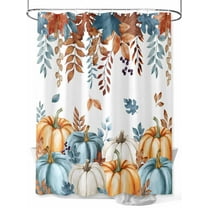 Fall Shower Curtain Harvest Pumpkin Shower Curtains for Bathroom Thanksgiving Decor, Waterproof Polyester Shower Curtain Set with Hooks, Stall Long 36" x 72" Autumn Leaves Berry
