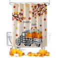 thumbnail image 1 of Fall Shower Curtain Harvest Pumpkin Truck Bathroom Curtains with Hooks, Waterproof Fabric Gradient Happy Fall Maple Leaves Thanksgiving Bath Shower Curtains Set for Bathroom Bathtubs 72x84 Inch, 1 of 7