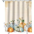 thumbnail image 1 of Fall Shower Curtain Harvest Pumpkins Shower Curtains for Bathroom Autumn Maple Leaves Bath Curtains Sets for Autumn Thanksgiving Seasonal Bathroom Decor Polyester Fabric Waterproof 36 x 72 in, 1 of 1