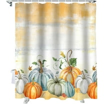 Fall Shower Curtain Harvest Pumpkins Shower Curtains for Bathroom Maple Leaves Abstract Painting Bath Curtains Sets for Autumn Thanksgiving Seasonal Bathroom Decor Fabric Waterproof 72 x 72 in
