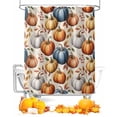 thumbnail image 1 of Fall Shower Curtain Orange Blue Pumpkin Bathroom Curtains with Hooks, Waterproof Fabric Berry Maple Leaf Thanksgiving Bath Shower Curtains Set for Bathroom Bathtubs Decor 36x72 Inch, 1 of 7