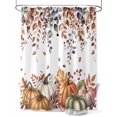 thumbnail image 1 of Fall Shower Curtain Orange Green Pumpkin Leaves Shower Curtains for Bathroom Thanksgiving Decor, Waterproof Polyester Shower Curtain Set with Hooks, Standard Size 66" x 72" Farmhouse, 1 of 6