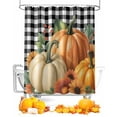 thumbnail image 1 of Fall Shower Curtain Orange Pumpkin Bathroom Curtains with Hooks, Waterproof Fabric Sunflower Berry Maple Leaf Plaid Thanksgiving Bath Shower Curtains Set for Bathroom Bathtubs Decor 36x72 Inch, 1 of 7