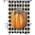 thumbnail image 1 of Fall Shower Curtain Orange Pumpkin Shower Curtains for Bathroom Black Buffalo Plaid Bath Curtains Sets with Hooks for Autumn Thanksgiving Seasonal Bathroom Decor Polyester Fabric Waterproof 36 x 72 in, 1 of 1