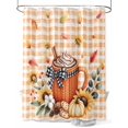 thumbnail image 1 of Fall Shower Curtain Orange Pumpkin Shower Curtains for Bathroom Thanksgiving Decor, Waterproof Polyester Shower Curtain Set with Hooks, Standard Size 72" x 72" Sunflower Sage Green Leaves, 1 of 6