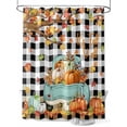 thumbnail image 1 of Fall Shower Curtain Pumpkin Harvest Shower Curtains for Bathroom Thanksgiving Decor, Waterproof Polyester Shower Curtain Set with Hooks, Standard Size 72" x 72" Maple Leaf Truck Black Plaid, 1 of 6
