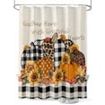 thumbnail image 1 of Fall Shower Curtain Pumpkin Maple Leaves Shower Curtains for Bathroom Thanksgiving Decor, Waterproof Polyester Shower Curtain Set with Hooks, Stall Long Size 54"x78" Mushroom Black Plaid, 1 of 6