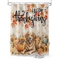 thumbnail image 1 of Fall Shower Curtain Pumpkin Puppy Shower Curtains for Bathroom Thanksgiving Decor, Waterproof Polyester Shower Curtain Set with Hooks, Stall Long 36" x 72" Maple Leaves Sunflower Retro, 1 of 6
