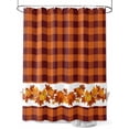thumbnail image 1 of Fall Shower Curtain Pumpkin Shower Curtains for Bathroom Thanksgiving Decor, Waterproof Polyester Shower Curtain Set with Hooks, Extra Long 72" x 84" Maple Leaves Orange Plaid, 1 of 6