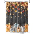 thumbnail image 1 of Fall Shower Curtain Pumpkin Shower Curtains for Bathroom Thanksgiving Decor, Waterproof Polyester Shower Curtain Set with Hooks, Extra Long 72" x 84" Sunflower Maple Leaves Bird Balck, 1 of 6