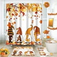 thumbnail image 1 of Fall Shower Curtain Sets with Toilet Lid Cover and Non-Slip Rugs, Bright Love Pumpkins with Maple Leaves 4 Pcs Shower Curtains for Bathroom, Autumn Orange Bathroom Set Decor, 1 of 8
