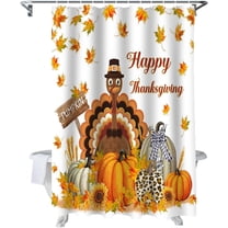 Fall Shower Curtain Turkey Pumpkin Harvest Shower Curtains for Bathroom Maple Leaf Sunflower Bath Curtains Sets for Autumn Thanksgiving Seasonal Bathroom Decor Polyester Fabric Waterproof 84 x 72 in