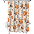 thumbnail image 1 of Fall Shower Curtain Watercolor Orange Pumpkin Shower Curtains for Bathroom Autumn Leaves Bath Curtains Sets for Autumn Thanksgiving Seasonal Bathroom Decor Polyester Fabric Waterproof 84 x 72 in, 1 of 1