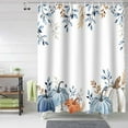 thumbnail image 1 of Fall Shower Curtain Watercolor Pumpkin Thanksgiving Shower Curtains for Bathroom Autumn Blue Leaves Bath Curtains Sets with Hooks for Autumn Thanksgiving Seasonal Decor Fabric Extra Long 72" X 84", 1 of 6