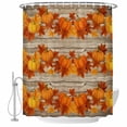 thumbnail image 1 of Fall Shower Curtain, Waterproof Shower Curtains for Bathroom, Thanksgiving Pumpkins Maple Leaf Vintage Washable Fabric Bathtub Curtain Set Bath Decor with 12 Hooks Extra Long 72"x96", 1 of 8