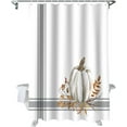 thumbnail image 1 of Fall Shower Curtain White Pumpkin Leaf Branch Fall Shower Curtains for Bathroom Decor Autumn Harvest Thanksgiving, Gray Stripes Bath Curtains Sets with Hooks Waterproof Standard Size 72" x 72", 1 of 6