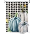 thumbnail image 1 of Fall Shower Curtain White Pumpkin Shower Curtains for Bathroom Thanksgiving Decor, Waterproof Polyester Shower Curtain Set with Hooks, Extra Long 72" x 84" Leaves Black White Plaid, 1 of 6