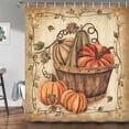 thumbnail image 1 of Fall Shower Curtains for Bathroom, Autumn Pumpkin Harvest Farmhouse Thanksgiving Halloween Maple Leaves Fabric Shower Curtain with Hooks Set 72x72 Inch, 1 of 6