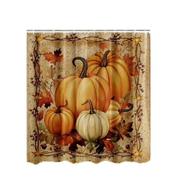 Fall Shower Curtains for Bathroom Autumn Pumpkin Farmhouse Thanksgiving Halloween Fabric Shower Curtain with Hooks