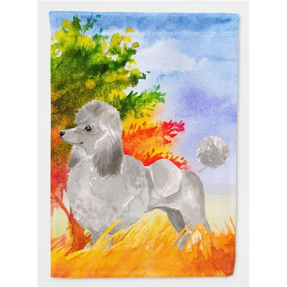 Fall Silver Poodle Flag Canvas House Size