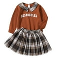 thumbnail image 1 of Fall Skirts and Blouse Baby Girl Clothes Toddler Girl Fall Outfits Kids Winter Cute Long Sleeve T Shirt Top Plaid Mini Skirt Dress Set, 1 of 8
