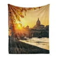 thumbnail image 1 of Fall Soft Flannel Fleece Blanket, Sunset at Tiber River St Peter Rome City Italy Europe Romantic Image Print, Cozy Plush for Indoor and Outdoor Use, 50" x 70", Marigold Yellow Black, by Ambesonne, 1 of 5