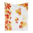 thumbnail image 1 of Fall Soft Flannel Fleece Throw Blanket, Autumn Themed Pattern Chestnut Oak Maple Leaves and Berries Corner Design Elements, Cozy Plush for Indoor and Outdoor Use, 50" x 60", Multicolor, by Ambesonne, 1 of 6