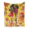 thumbnail image 1 of Fall Soft Flannel Fleece Throw Blanket, Couple Walking at Alley in Autumn Park Rainy Weather Romantic Watercolors Artwork, Cozy Plush for Indoor and Outdoor Use, 60" x 80", Multicolor, by Ambesonne, 1 of 6