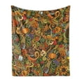 thumbnail image 1 of Fall Soft Flannel Fleece Throw Blanket, Hand-drawn Art Doodles on the Subject of Thanksgiving Autumn Food and Drinks, Cozy Plush for Indoor and Outdoor Use, 70" x 90", Multicolor, by Ambesonne, 1 of 5