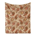 thumbnail image 1 of Fall Soft Flannel Fleece Throw Blanket, Leaves in Paisley Design Folkloric Art Original Culture Inspired Motif, Cozy Plush for Indoor and Outdoor Use, 50" x 60", Red Beige, by Ambesonne, 1 of 6