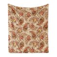 thumbnail image 1 of Fall Soft Flannel Fleece Throw Blanket, Leaves in Paisley Design Folkloric Art Original Culture Inspired Motif, Cozy Plush for Indoor and Outdoor Use, 70" x 90", Red Beige, by Ambesonne, 1 of 5
