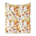 thumbnail image 1 of Fall Soft Flannel Fleece Throw Blanket, Swirling Autumn Leaves Shady Seasonal Elements Aesthetic Nature Image, Cozy Plush for Indoor and Outdoor Use, 60" x 80", Yellow Orange, by Ambesonne, 1 of 5