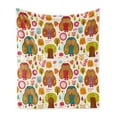 thumbnail image 1 of Fall Soft Flannel Fleece Throw Blanket, Vintage Ornate Large Eyed Nocturnal Animal Owls on the Background Print, Cozy Plush for Indoor and Outdoor Use, 50" x 60", Multicolor, by Ambesonne, 1 of 6