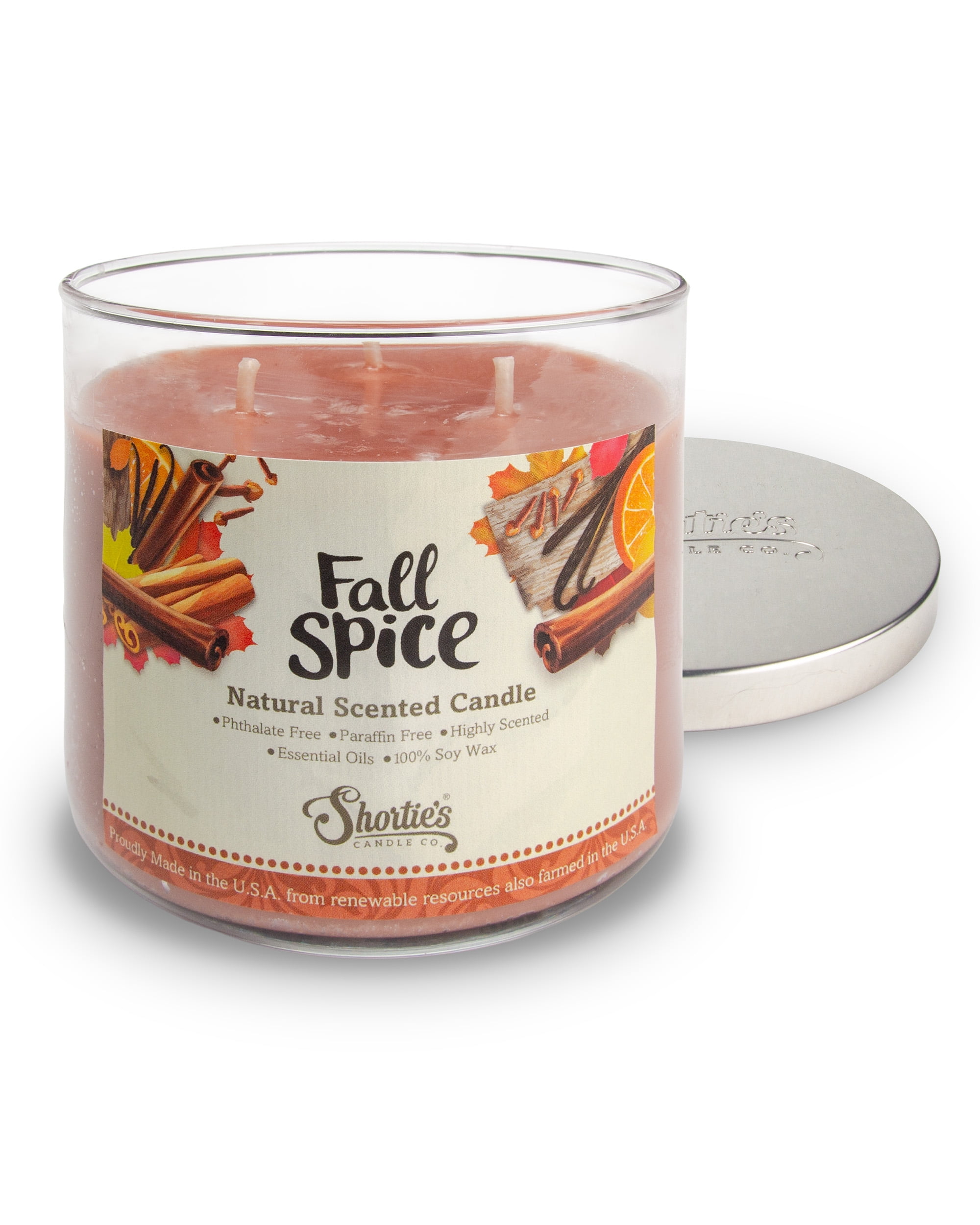 Fall Spice All Natural 3 Wick Candle - Made with Responsibly Sourced Soy and Essential Fragrance Oils - Phthalate & Paraffin Free, Vegan, Non-Toxic