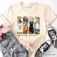 thumbnail image 1 of Fall Spooky Season Brushstroke T-Shirt, Coquette Vintage Ghost, Cat and Pumpkin Tee, 1 of 8