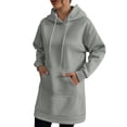 thumbnail image 1 of Fall/Spring Dresses for Women Solid Color Hooded Sweatshirt Dress With Pockets Flowy Elegant Holiday Party Maxi Dress with Pockets, 1 of 6