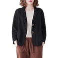 thumbnail image 1 of Fall Spring Suit Coat Turn-down Collar Loose Long Sleeves Pure Color Double Buttons Cardigan Casual Daily Wear Jacket, 1 of 8