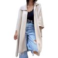 thumbnail image 1 of Fall Spring Women Coat Irregular Hem Loose Open Stitch Solid Color Dolman Sleeve Poncho Turn-down Collar Cardigan Dating Commuting Cape Jacket, 1 of 8
