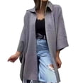thumbnail image 1 of Fall Spring Women Coat Irregular Hem Loose Open Stitch Solid Color Dolman Sleeve Poncho Turn-down Collar Cardigan Dating Commuting Cape Jacket, 1 of 8
