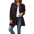 thumbnail image 1 of Fall Spring Women Coat Single-breasted Buttons Loose Solid Color Turn-down Collar Cardigan Long Sleeves Dating Commuting Jacket, 1 of 8