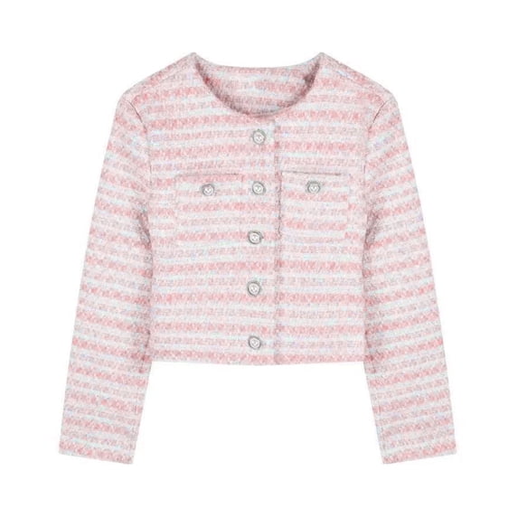 Fall Spring Women Jacket Retro Button Decoe Round Neck Single-breasted Chest Pockets Long Sleeves Loose Commuting Dating Coat