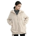 thumbnail image 1 of Fall Spring Women Jacket Short Front Long Back Split Hem Hooded Drawstring Zipper Closure Cardigan Windproof Outdoor Overcoat Travel Camping Coat, 1 of 8