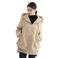 thumbnail image 1 of Fall Spring Women Jacket Short Front Long Back Split Hem Hooded Drawstring Zipper Closure Cardigan Windproof Outdoor Overcoat Travel Camping Coat, 1 of 8