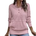 thumbnail image 1 of Fall Spring Women Sweatshirt Half-open Stand Collar Solid Color Loose Pullover with Big Pocket Elastic Cuffs OL Commuting Daily Top, 1 of 8
