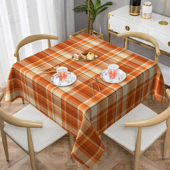 Fall Square Tablecloth 52×52 Inch Fall Plaid Table Cloth Small Square Tablecloths Indoor Outdoor Washable Wrinkle Free Stain Resistant Waterproof Fabric Table Cover for Tables Kitchen Dining