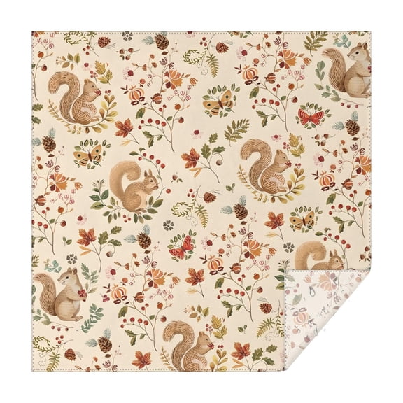 Fall Squirrels Butterflies Autumn Leaves Square Tablecloth,Waterproof Square Table Cover,Wipeable Spillproof Washable Table Cover for Home Kitchen Party Decor 42"X42"(107x107cm)