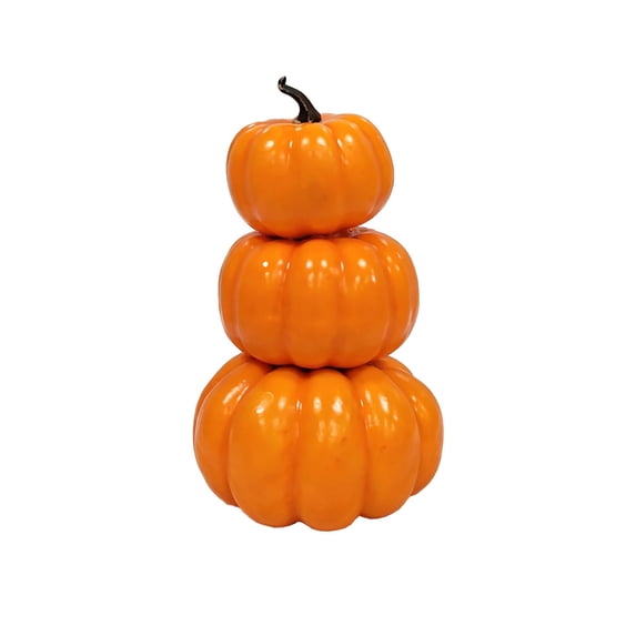 Fall Stacked Pumpkins Decoration,3-Tier Tabletop Decor for Fall Mantel Display,Artificial Tiered Pumpkins Tower Decor for Thanksgiving Indoor Arrangement,Orange