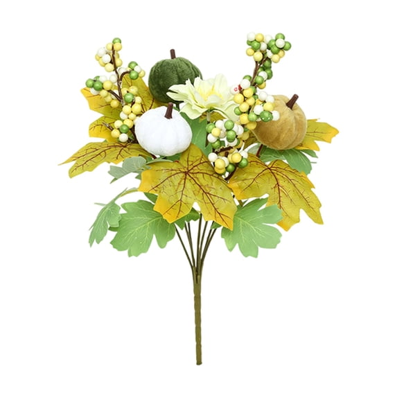 Fall Stems Artificial Floral Berry Picks, Fall Picks with Velvet Pumpkin and Maple Leaves Branches Decorations for Harvest Autumn Halloween Thanksgiving Decor Indoor Outdoor Home Decor